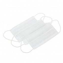 Маска трехслойная медицинская на резинке с фиксатором, белая (100 шт в п/э упаковке) фото